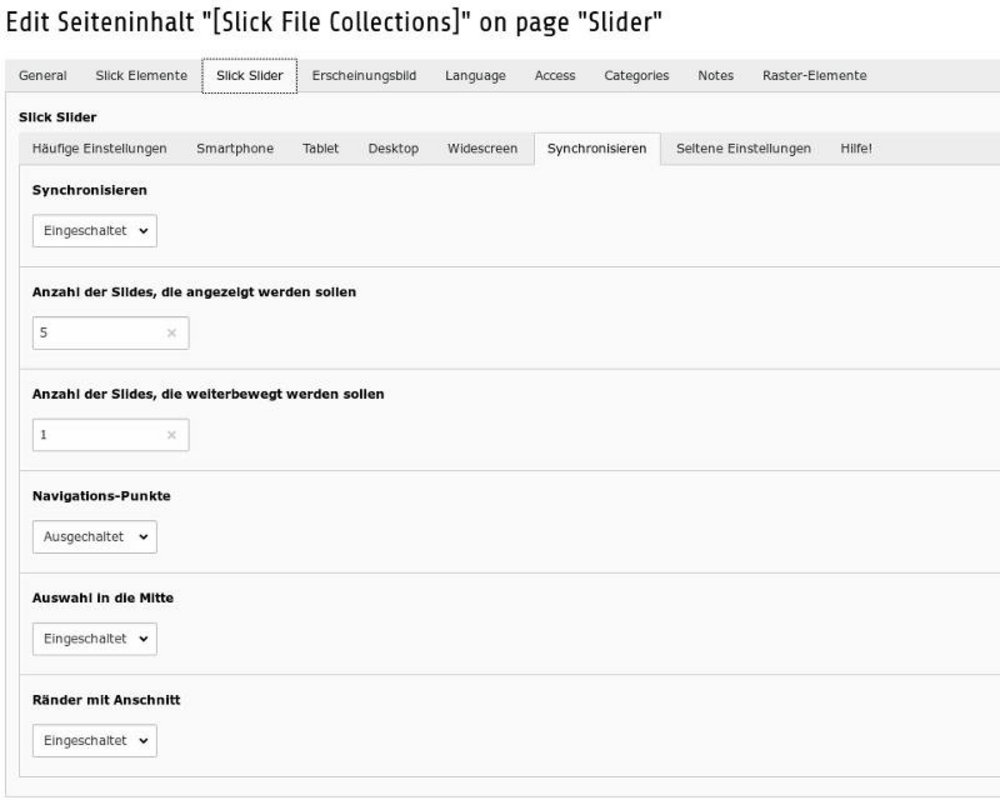 TYPO3 Slick Slider: Synchronisation mit einem Maus-Klick