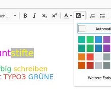 TYPO3 GRÜNE: Mit dem Rich-Text-Editor Color-Button Farben für Schriftfarben und -Hintergrund auswählen