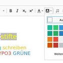 TYPO3 GRÜNE: Mit dem Rich-Text-Editor Color-Button Farben für Schriftfarben und -Hintergrund auswählen 