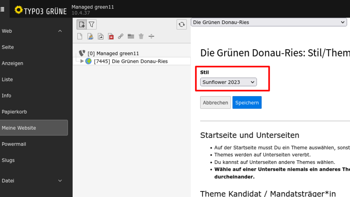 Design auswählen: 2. Schritt im Backend