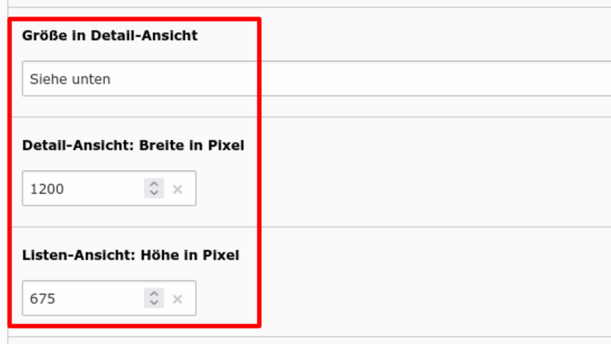 xBlog-Plugin mit Größenangaben für Bilder in der Detailansicht
