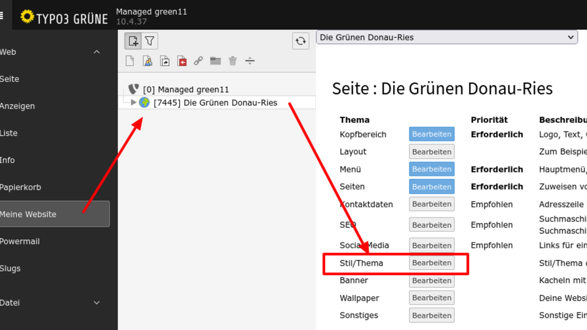 Design auswählen: 1. Schritt im Backend