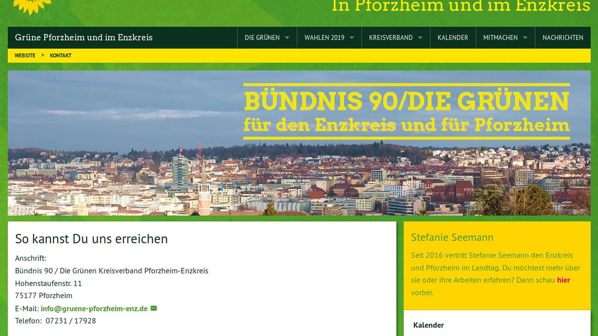 gruene-pforzheim-enz.de mit TYPO3 GRÜNE