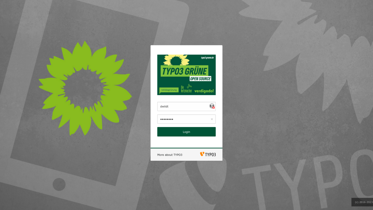 TYPO3-GRÜNE: Login-Formular