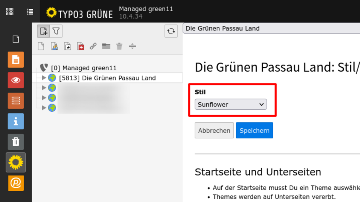 Web-Modul "Meine Website": Theme wechseln