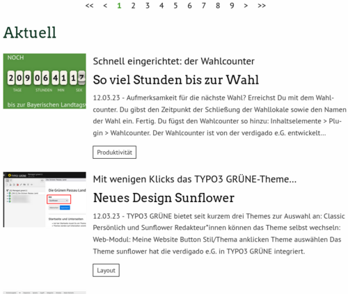Nachrichten mit Kategorien