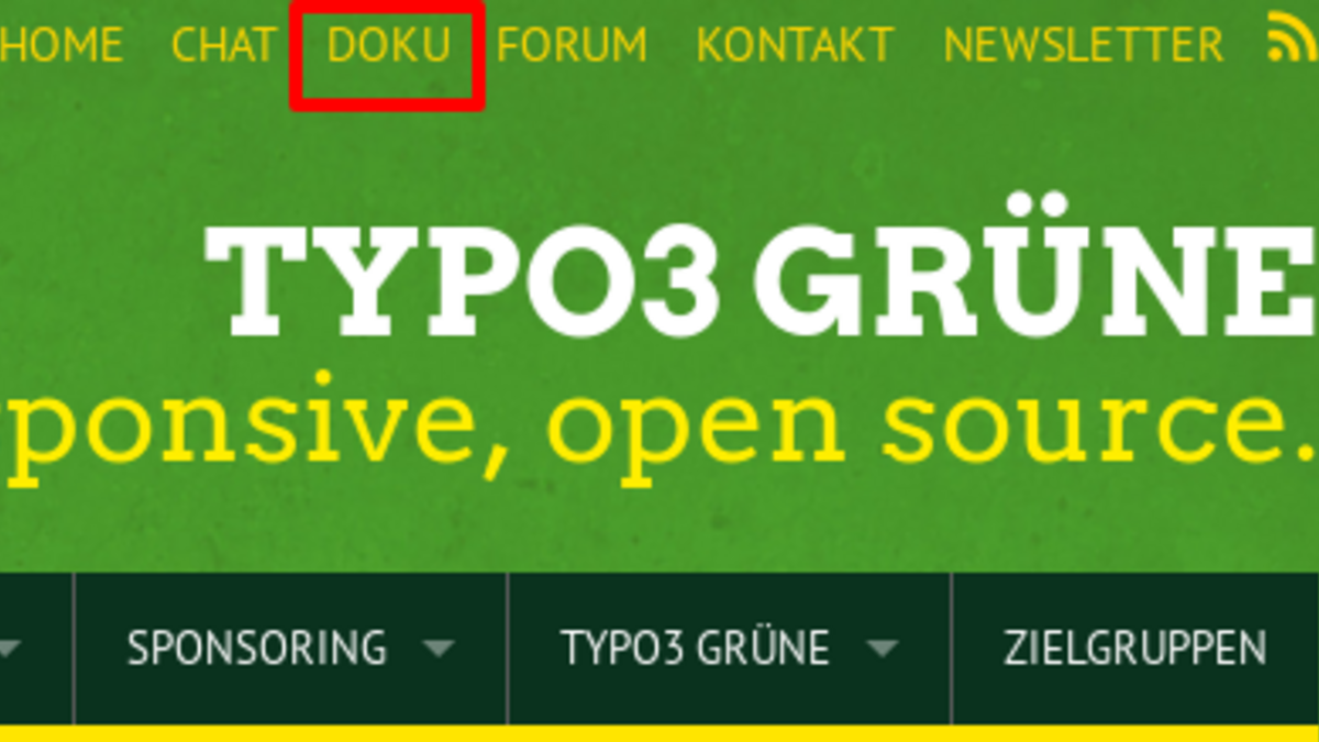 Der schnelle Weg zur TYPO3-Dokumentation: Link in der Top-Navigation