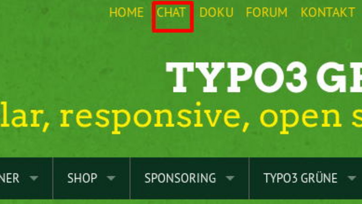 TYPO3 GRÜNE: Schneller Weg zum Chat-Room über die Top-Navigation