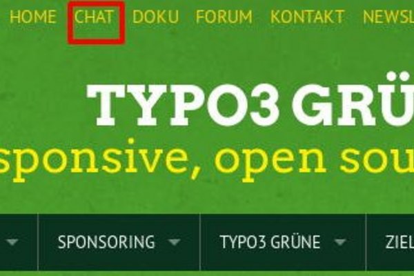 TYPO3 GRÜNE: Schneller Weg zum Chat-Room über die Top-Navigation 