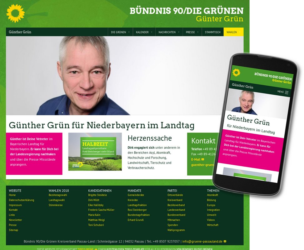 TYPO3 Grüne: Website für Grüne Kandidat*in (Beispiel)