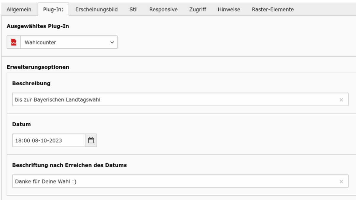 Das Plugin des Wahlcounters – scnell eingerichtet